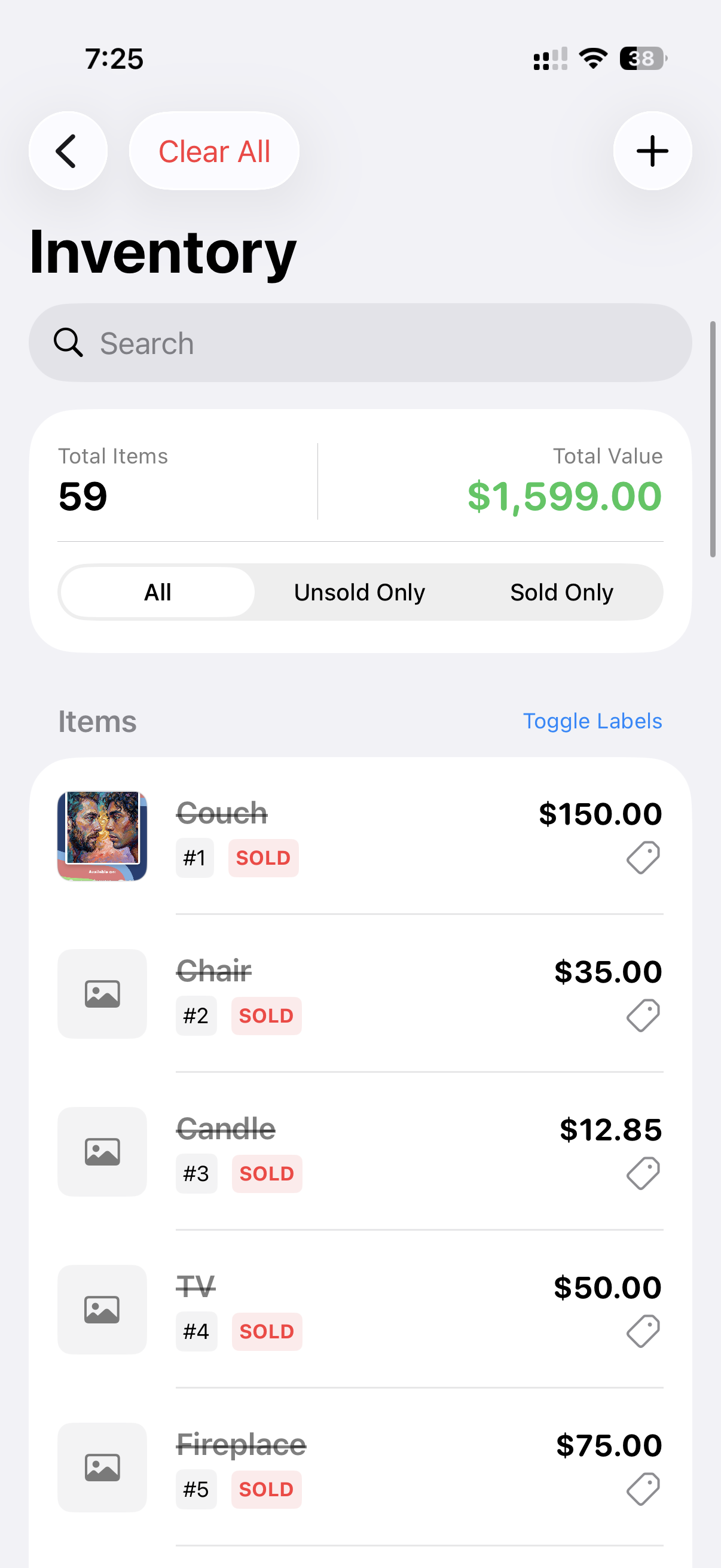 QuickSell Pro inventory