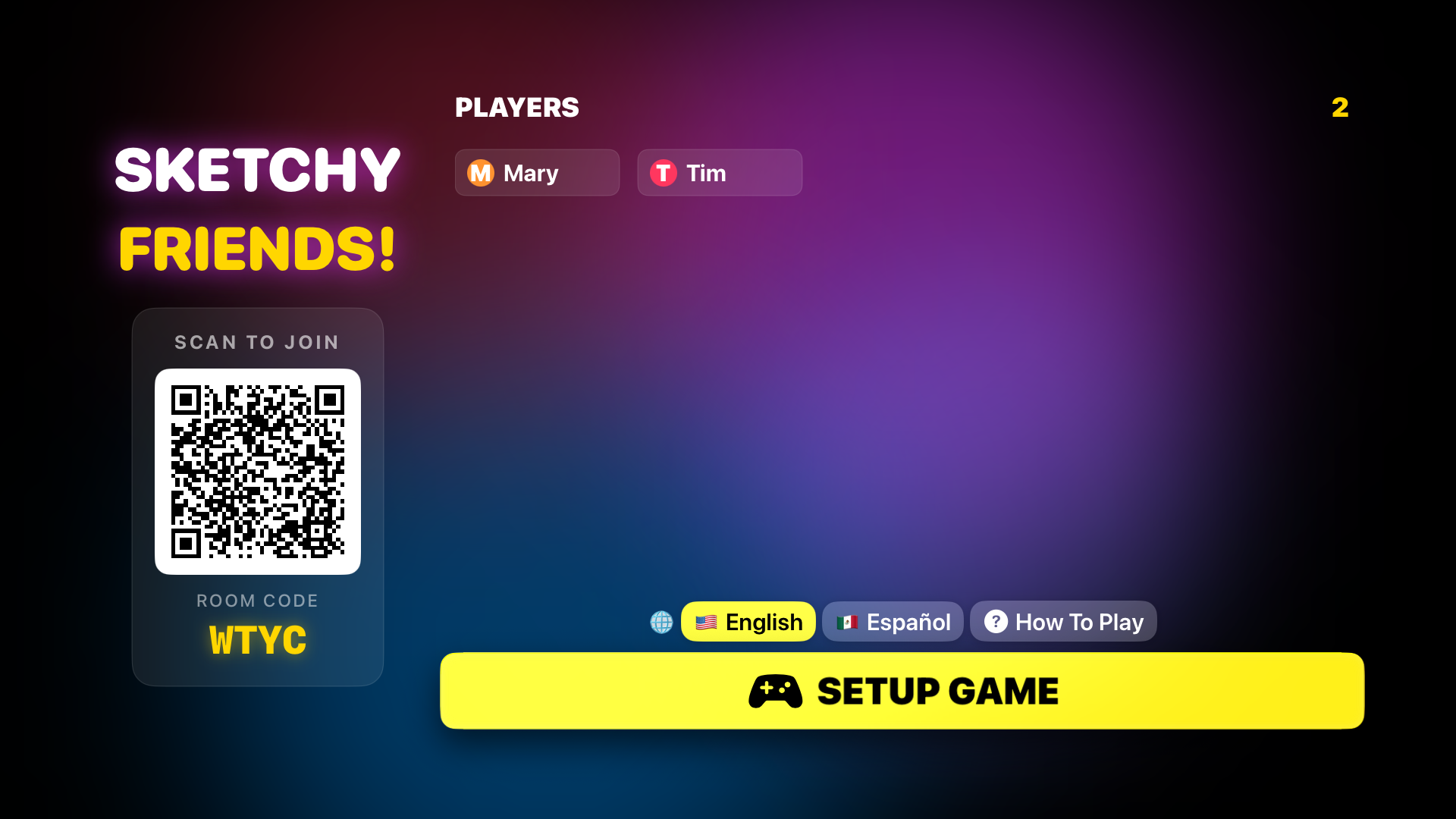 Sketchy Friends! lobby screen